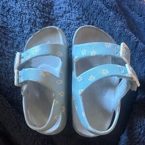 Kids Blue Sandals with Floral Design
